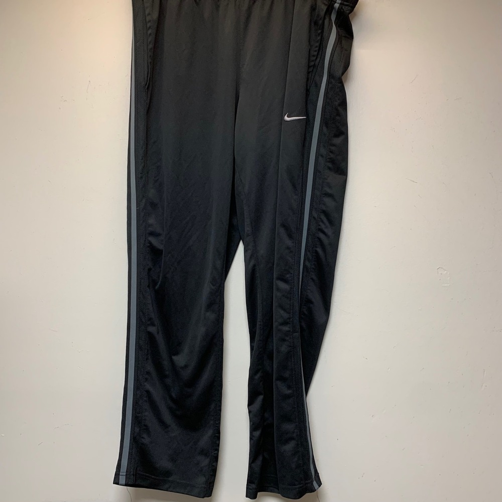 Nike Track Pants Men XL Black Excellent Mesh Side Stripe Straight Leg 15174